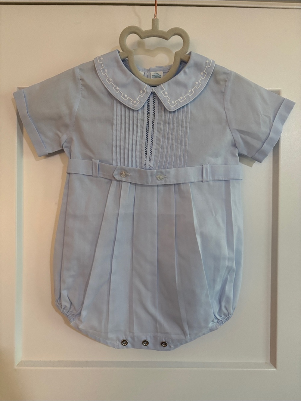 Feltman Bros Classic Blue Baby One-Piece Romper with Peter Pan Collar 6 Months